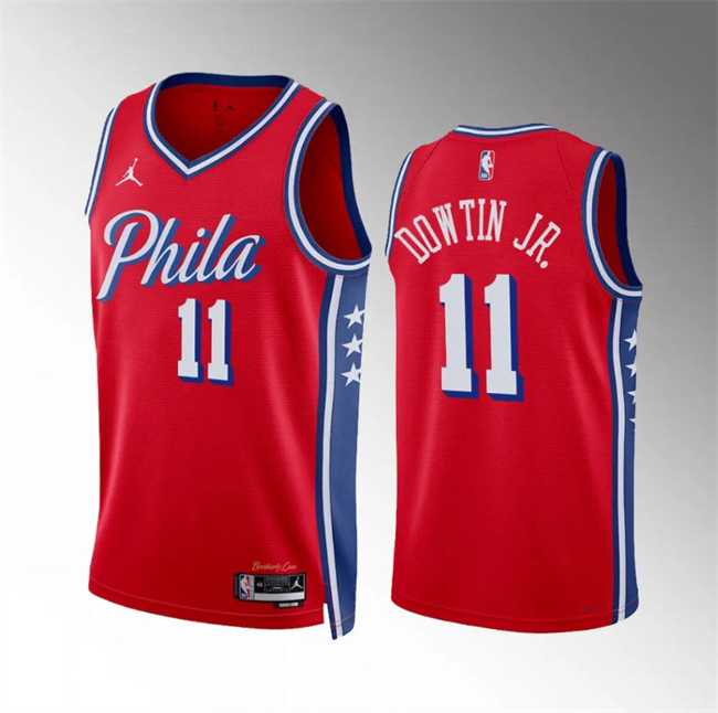 Men%27s Philadelphia 76ers #11 Jeff Dowtin Jr Red Statement Edition Stitched Jersey Dzhi->philadelphia 76ers->NBA Jersey